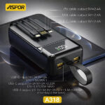 Aspor A318 40000mAh Power Bank 22.5W Fast Charging Best Price in Sri Lanka From Dealhub.lk