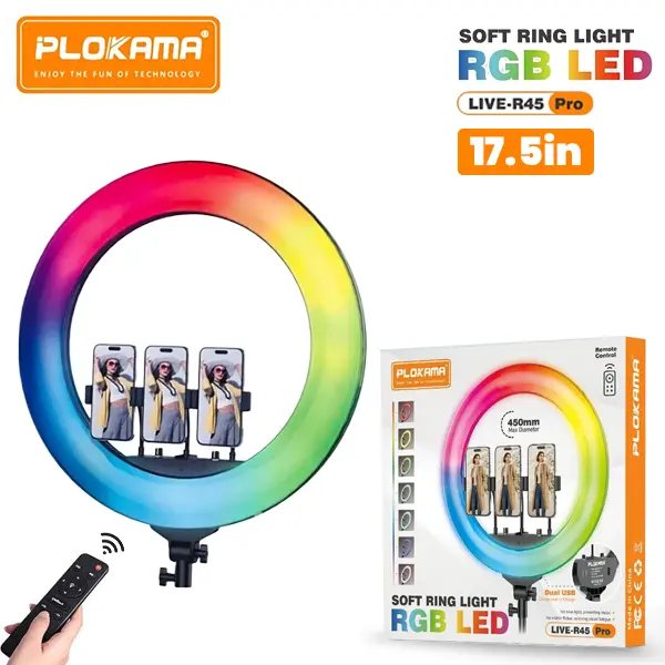 Plokama R45 Pro Soft LED RGB Ring light 17.5inch Best Price in Sri Lanka From Dealhub.lk