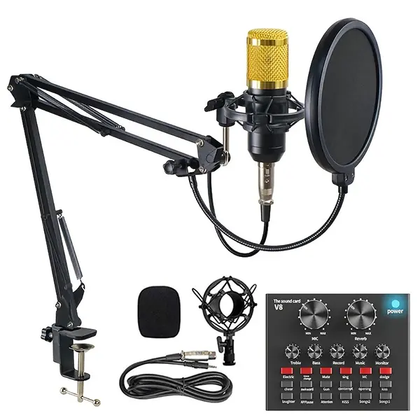 Professional Condenser Microphone with V8 Soundcard Best Price in Sri Lanka From Dealhub.lk