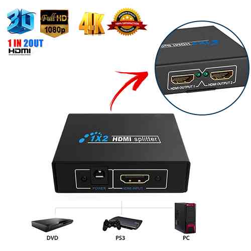 2 Port HDMI Splitter Full HD 1080P 4K 1 In 2 Out Splitter Best Price in Sri Lanka From Dealhub.lk