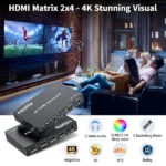 4K 2×4 HDMI Matrix Switch with Optical SPDIF & 3.5mm Audio Extractor (Support 4K@60Hz, HDR, HDCP 2.2) Best Price in Sri Lanka From Dealhub.lk