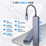 USB C to 7 in 1 Multifunction Hub with HDMI & 100W PD Charging (High-Speed USB 3.0, SD/TF Card Reader Multiport Adapter) Best Price in Sri Lanka From Dealhub.lk