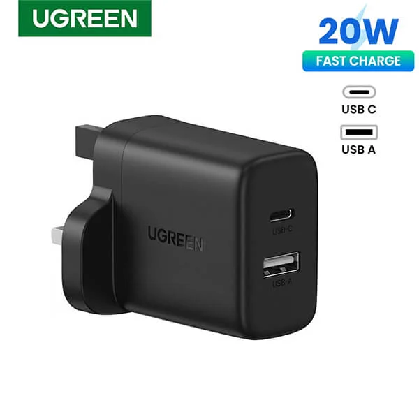UGREEN-20W-Type-C-USB-A-Port-Fast-Charger-UK-Pin@Dealhub.lk_-1 UGREEN 20W Type C USB A Port Fast Charger UK Pin Best Price in Sri Lanka From Dealhub.lk