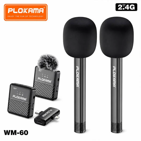 Plokama WM 60 Dual Wireless Microphone with Handheld Stick Best Price in Sri Lanka From Dealhub.lk