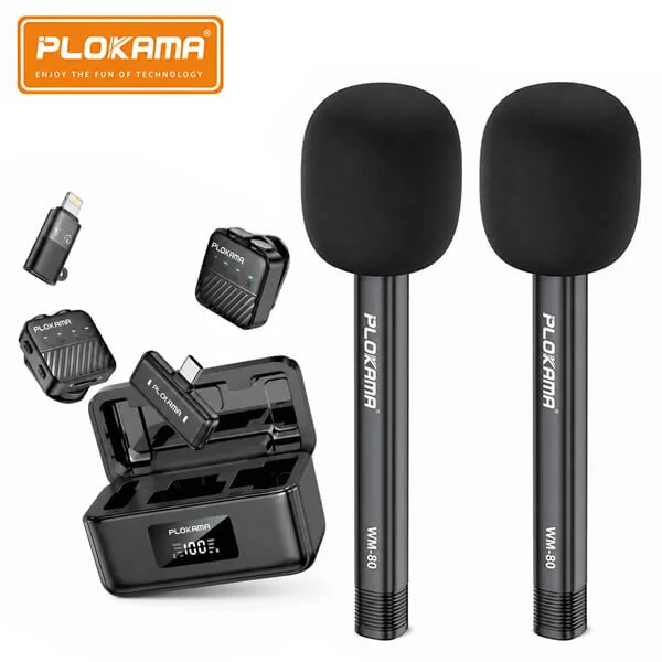 Plokama WM 80 Dual Wireless Microphone with Handheld Stick Best Price in Sri Lanka From Dealhub.lk